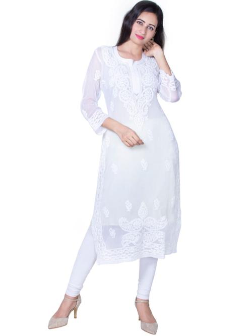 lucknowi chikan handwork georgette long kurti - 17785368 - Very Small Image - 1