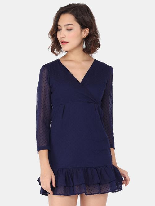 gathered hem dobby wrap dress dress - 17785563 - Very Small Image - 1