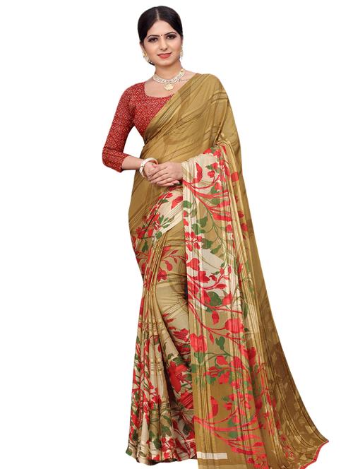 floral printed saree with blouse - 17786010 - Very Small Image - 1