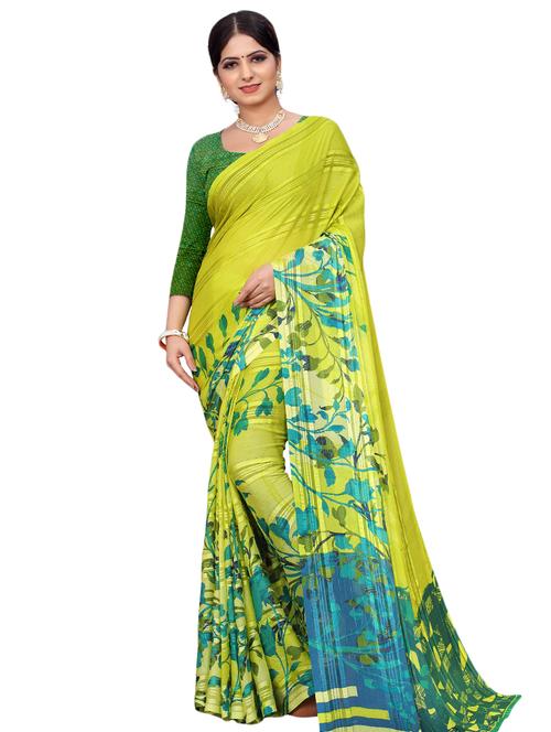 floral printed saree with blouse - 17786012 - Very Small Image - 1
