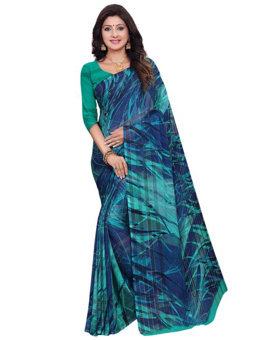 abstract printed saree with blouse - 17786024 - Very Small Image - 1