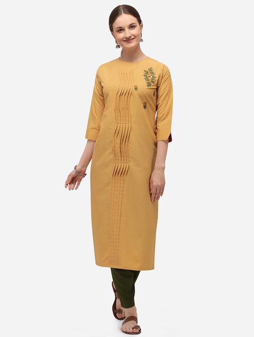 yellow cotton blend kurta palazzo set - 17786289 - Very Small Image - 1