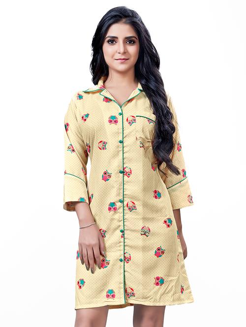 lapel neck printed sleepshirt - 17786409 - Very Small Image - 1