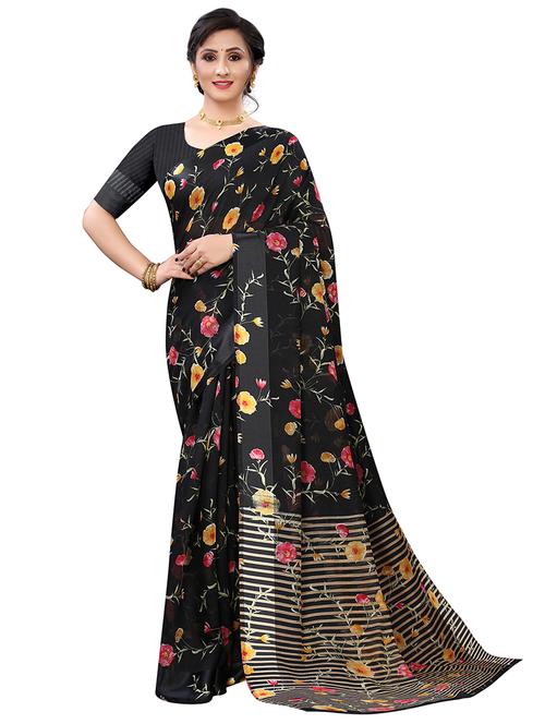 floral printed saree with blouse - 17786629 - Very Small Image - 1
