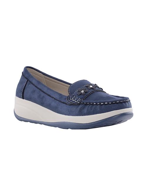 navy leather slip on loafers - 17786932 - Very Small Image - 1