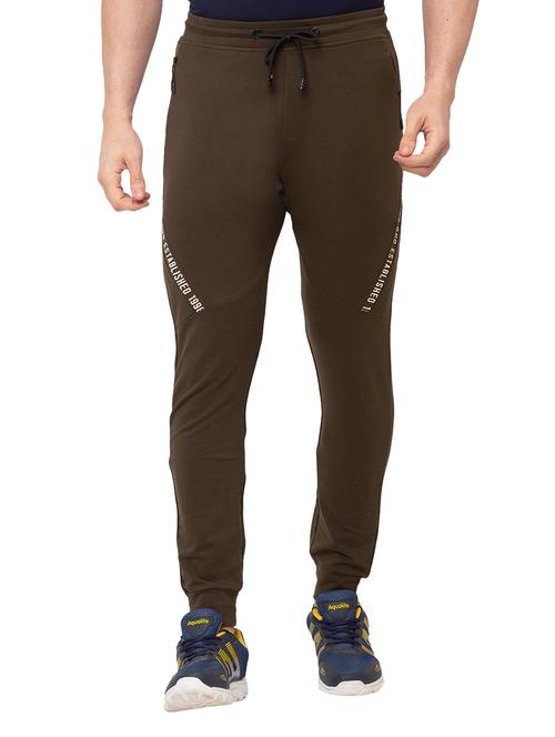olive green solid full length track pant - 17789733 - Very Small Image - 1