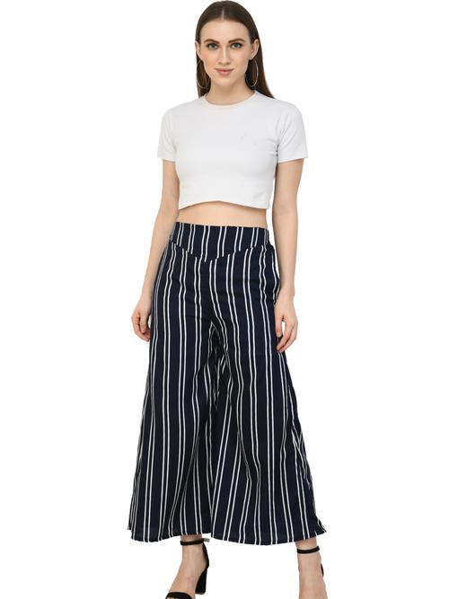 darkblue crepe trousers - 17789753 - Very Small Image - 1