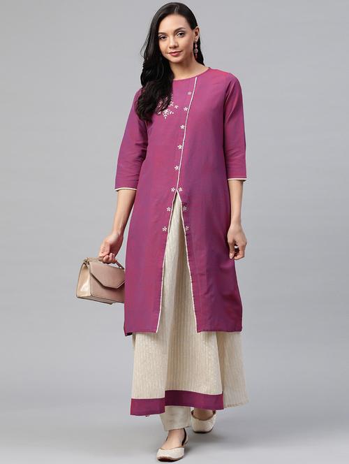 embroidered layered kurta - 17789782 - Very Small Image - 1