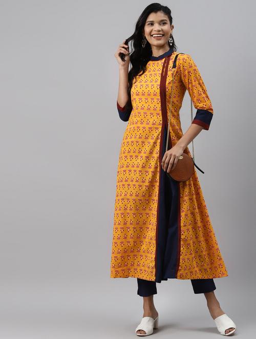 contrast a-line kurta - 17789787 - Very Small Image - 1