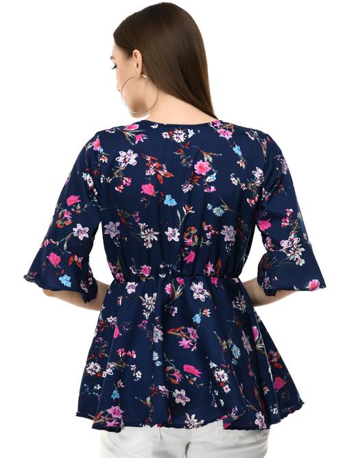 darkblue crepe top - 17789894 - Very Small Image - 1
