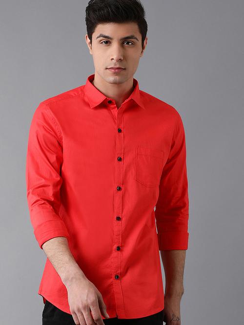 coral solid casual shirt - 17790100 - Very Small Image - 1