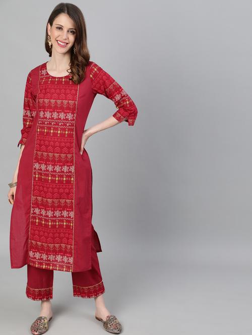printed kurta palazzo set - 17790171 - Very Small Image - 1
