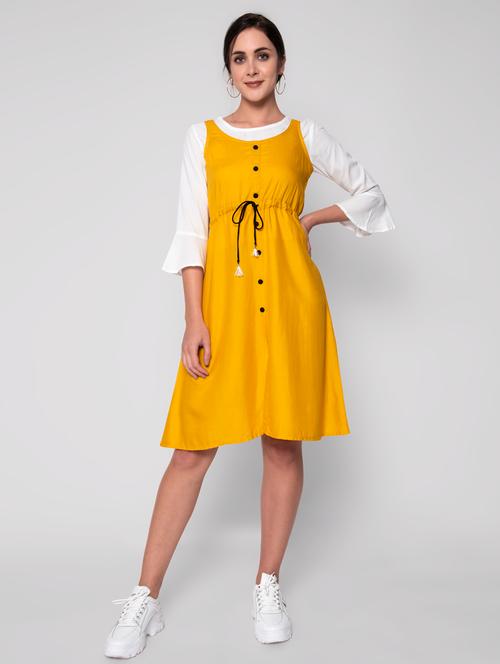 drawstring waist solid dungaree dress - 17790411 - Very Small Image - 1