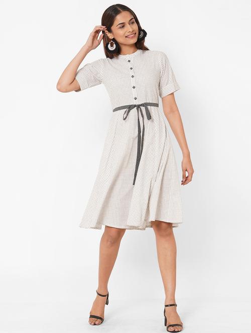 checkered fit & flare ethnic dress - 17790544 - Very Small Image - 1