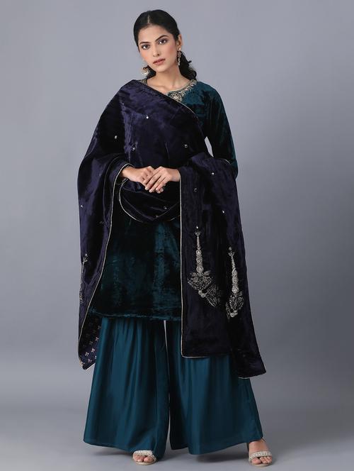 dark blue viscose shawl - 17790974 - Very Small Image - 1