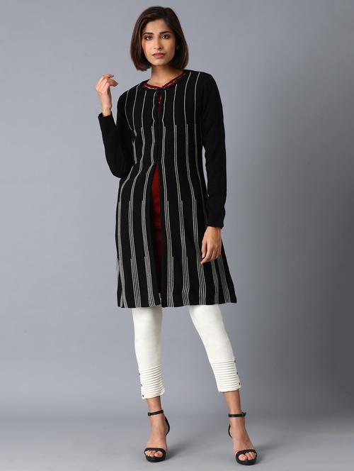 mandarin striped cardigan - 17791017 - Very Small Image - 1