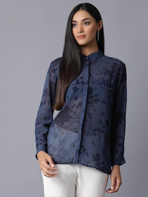 mandarin neck floral shirt - 17791042 - Very Small Image - 1