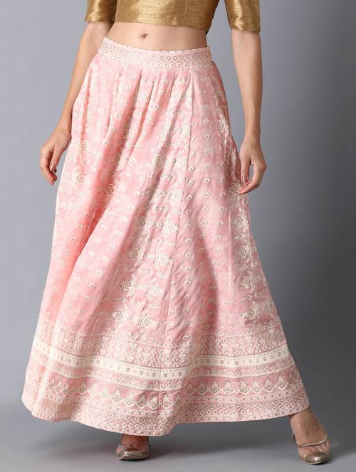 pink viscose flared skirt - 17791067 - Very Small Image - 1