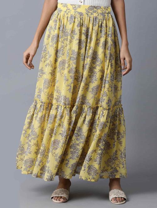 yellow polyester flared skirts - 17791073 - Very Small Image - 1