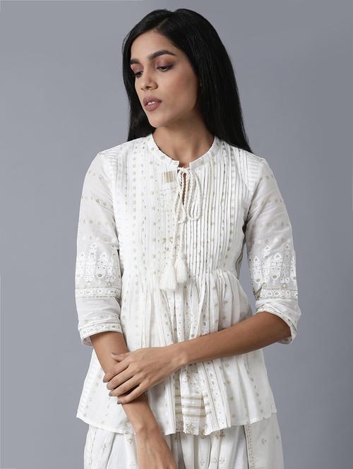 tie up neck printed tunic - 17791115 - Very Small Image - 1