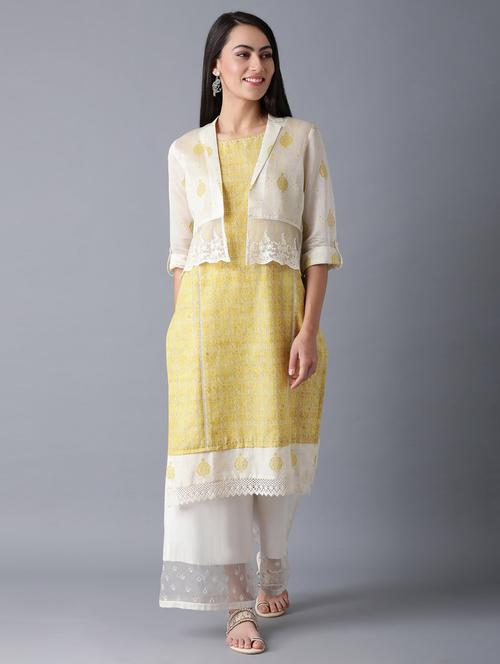 printed straight kurta with jacket - 17791126 - Very Small Image - 1