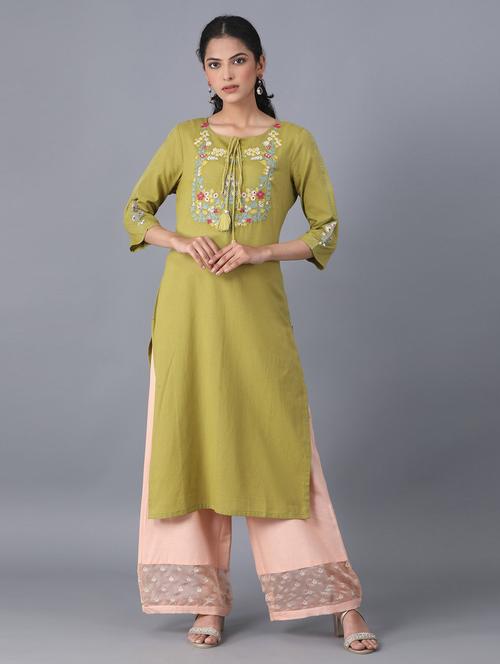 embroidered straight kurta - 17791130 - Very Small Image - 1