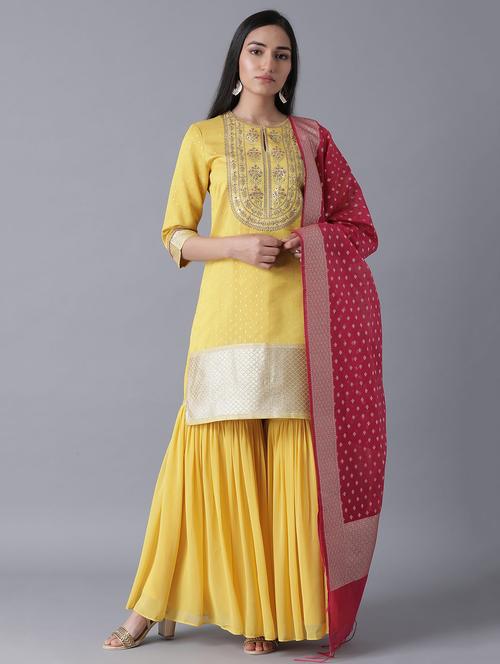 embroidered kurta sharara set - 17791452 - Very Small Image - 1