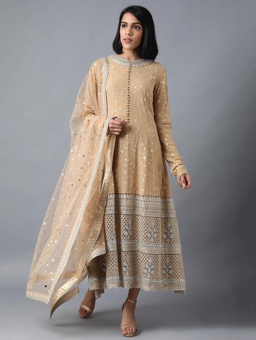 embroidered kurta churidaar set - 17791454 - Very Small Image - 1