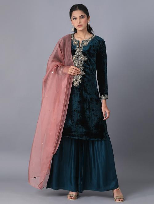 embroidered kurta sharara set - 17791461 - Very Small Image - 1