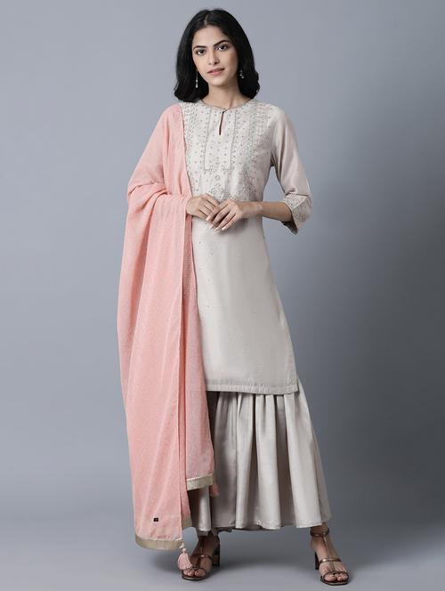 pastel kurta sharara suit set - 17791467 - Very Small Image - 1