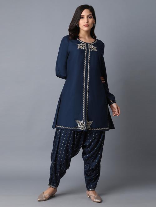 embroidered kurta dhoti set - 17791477 - Very Small Image - 1