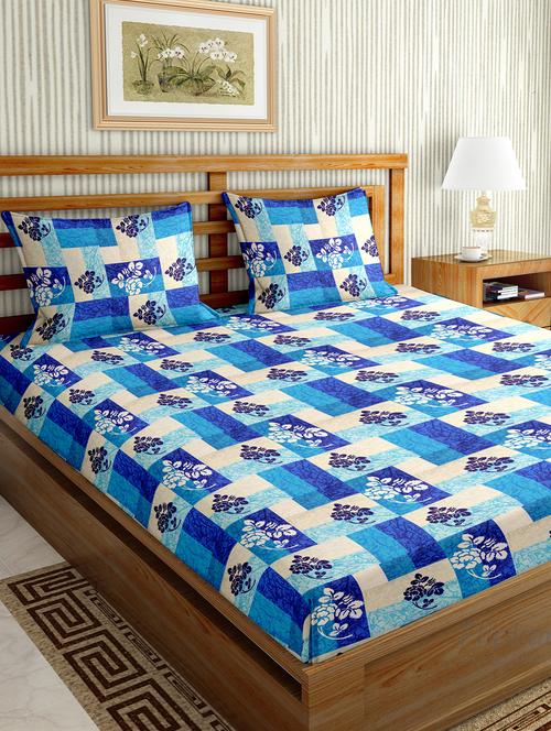 mysterious double bedsheet set king size cotton blue colour - 17791702 - Very Small Image - 1