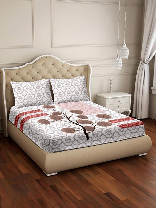vogue double bedsheet set super king size 100% luxury cotton red colour - 17791793 - Very Small Image - 1