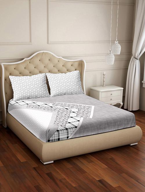 vogue double bedsheet set super king size 100% luxury cotton grey colour - 17791807 - Very Small Image - 1
