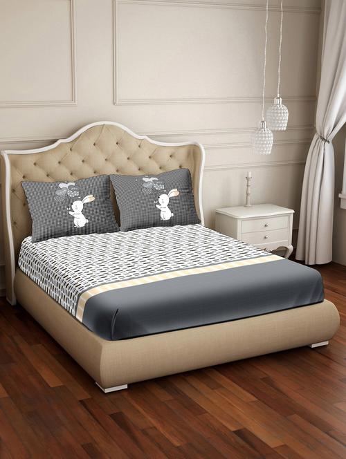 vogue double bedsheet set super king size 100% luxury cotton grey colour - 17791816 - Very Small Image - 1