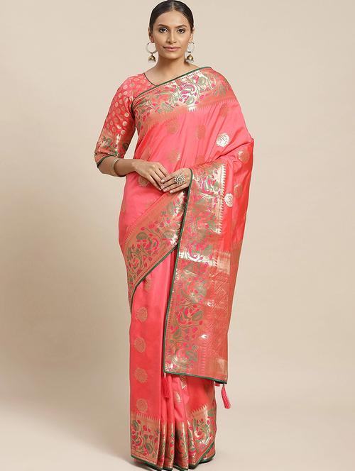 self design woven saree with blouse - 17791981 - Very Small Image - 1