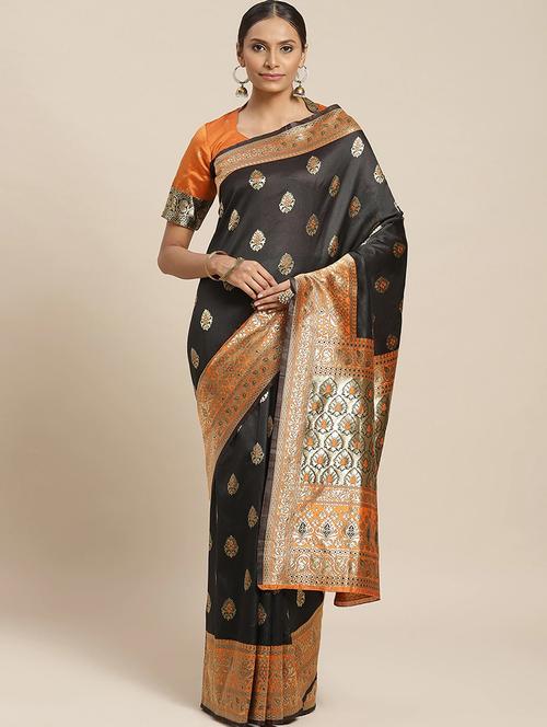 self design woven saree with blouse - 17791983 - Very Small Image - 1