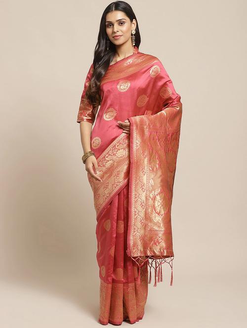 self design woven saree with blouse - 17792017 - Very Small Image - 1