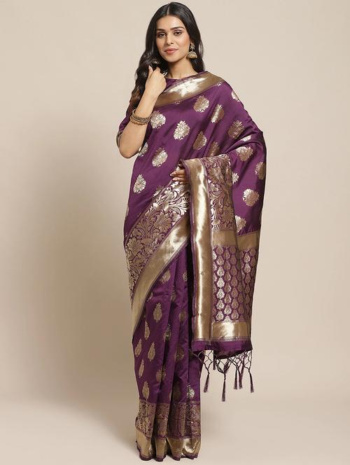 self design woven saree with blouse - 17792038 - Very Small Image - 1