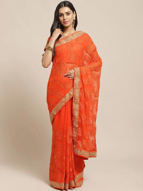 tonal embroidered saree with blouse - 17792068 - Very Small Image - 1