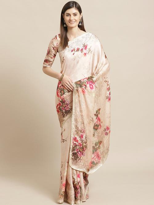 floral printed saree with blouse - 17792084 - Very Small Image - 1