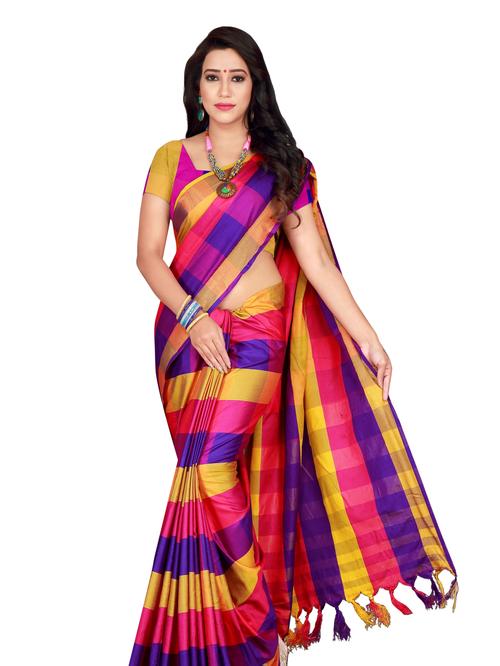 cotton silk saree with multicolor , - 17792341 - Very Small Image - 1