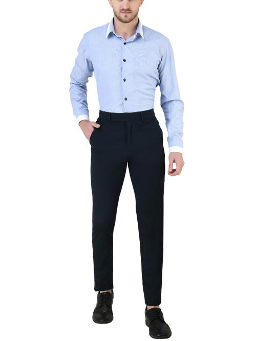darkblue cotton formal trousers - 17792396 - Very Small Image - 1