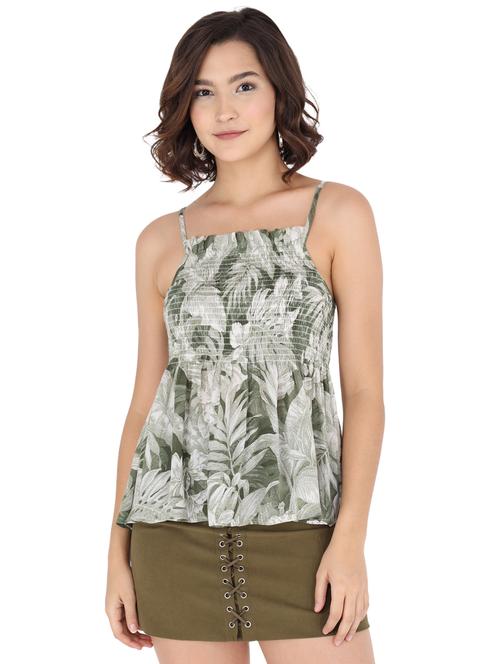 cami neck smocked floral a line top - 17792591 - Very Small Image - 1
