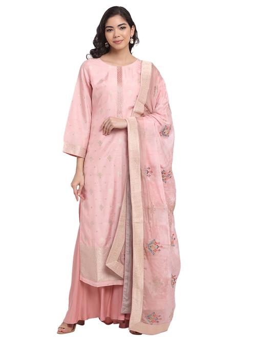 pink silk unstitched suit - 17792616 - Very Small Image - 1