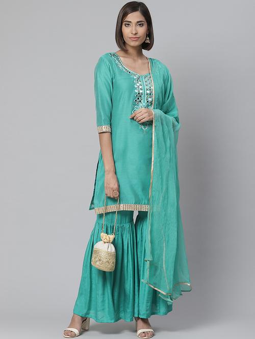 embroidered unstitched suit set - 17792680 - Very Small Image - 1