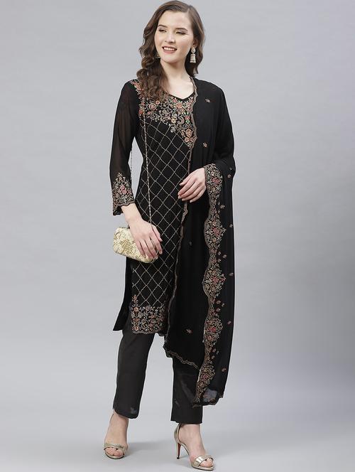 embroidered unstitched suit set - 17792723 - Very Small Image - 1
