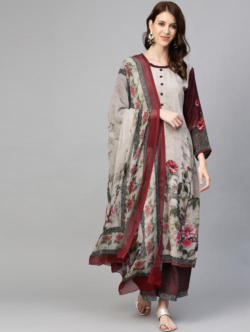 floral unstitched suit - 17792772 - Very Small Image - 1