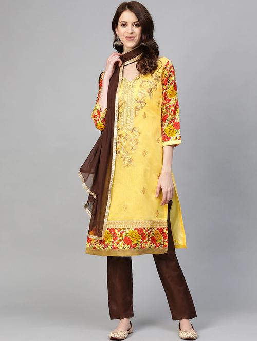 embroidered unstitched suit set - 17792776 - Very Small Image - 1
