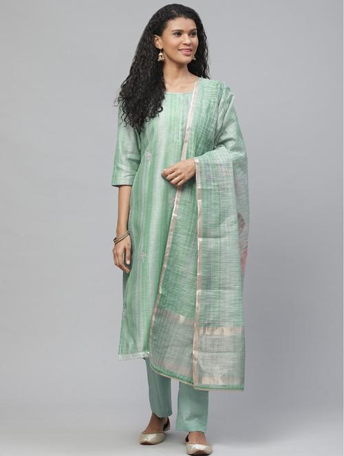 embroidered unstitched suit set - 17792817 - Very Small Image - 1